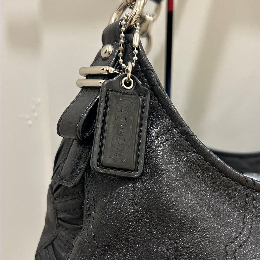 Coach (EUC) Madison Op Art Maggie Embellished Leather Shoulder Bag - Picture 4 of 17